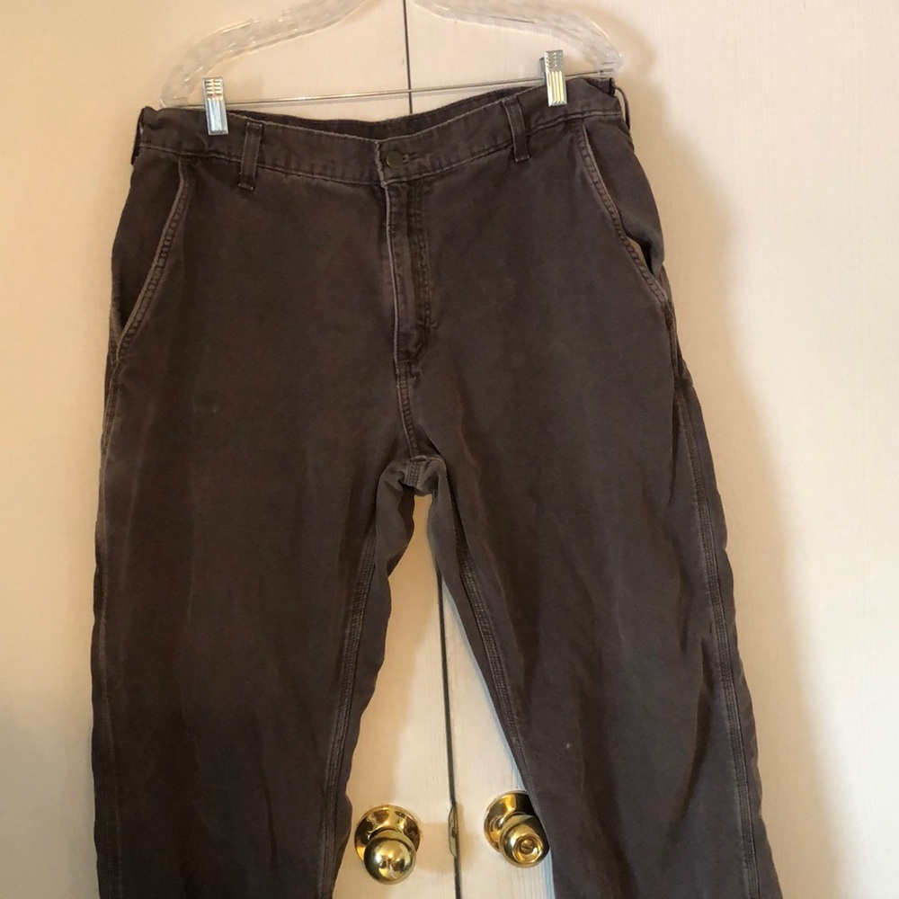 Men’s VTG Carhartt dungaree fit 36x32 flannel lined washed duck pants